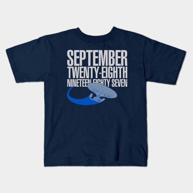 TNG Premiere Date Kids T-Shirt by PopCultureShirts